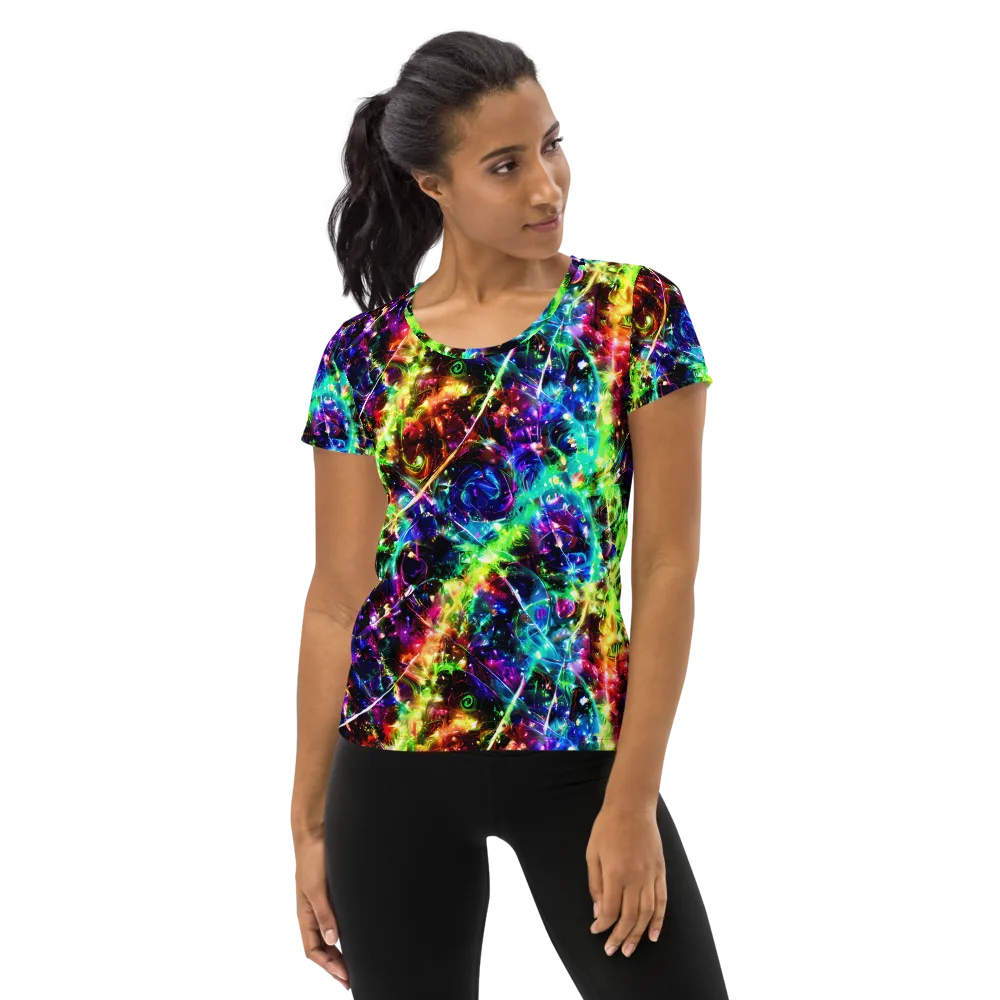 Electric Kaleidoscope on Women's Athletic T-Shirt — Front