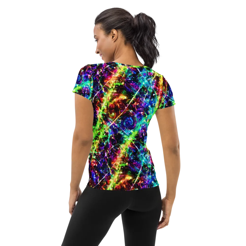 Electric Kaleidoscope on Women's Athletic T-Shirt — Back