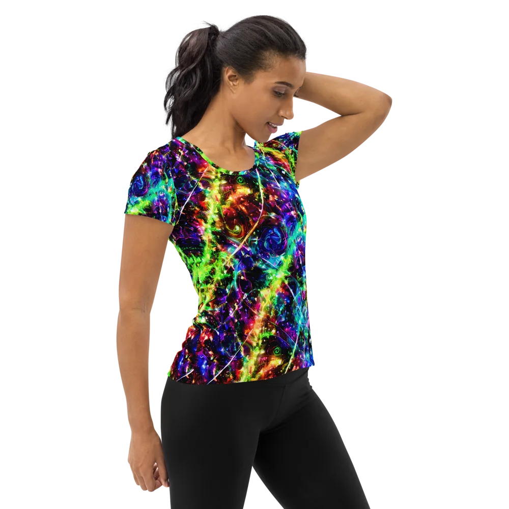 Electric Kaleidoscope on Women's Athletic T-Shirt — Right