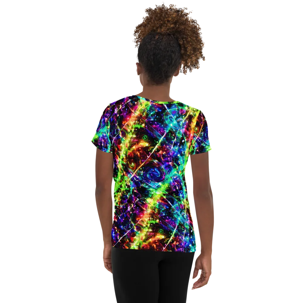 Electric Kaleidoscope on Women's Athletic T-Shirt — Back