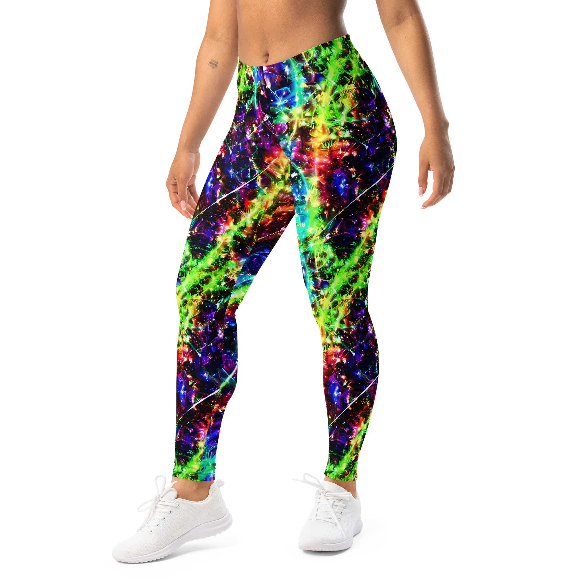 Electric Kaleidoscope on Leggings — Left Front