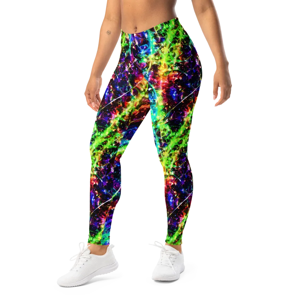 Electric Kaleidoscope on Leggings — Left Front