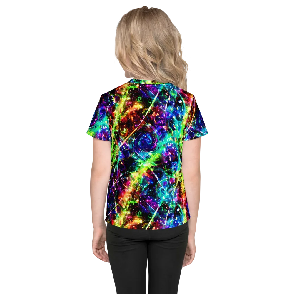 Electric Kaleidoscope on Kids Crew Neck T-Shirt — Back