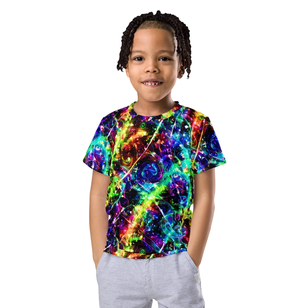 Electric Kaleidoscope on Kids Crew Neck T-Shirt — Front