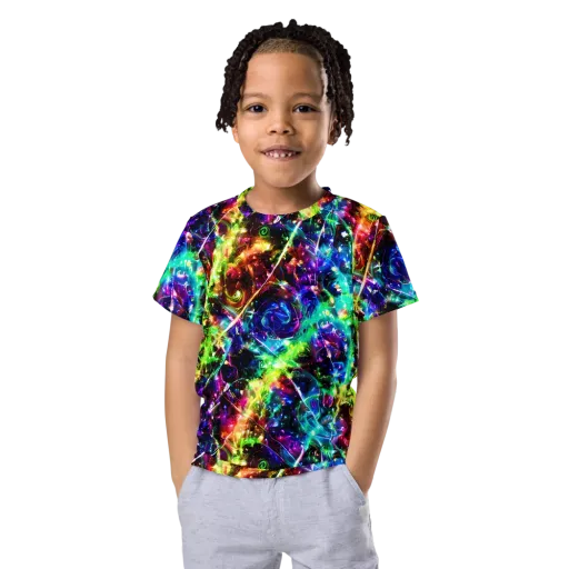 Electric Kaleidoscope on a Kids Crew Neck T-Shirt