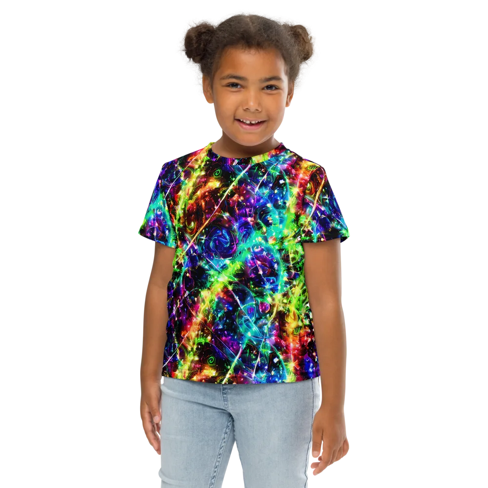 Electric Kaleidoscope on Kids Crew Neck T-Shirt — Front