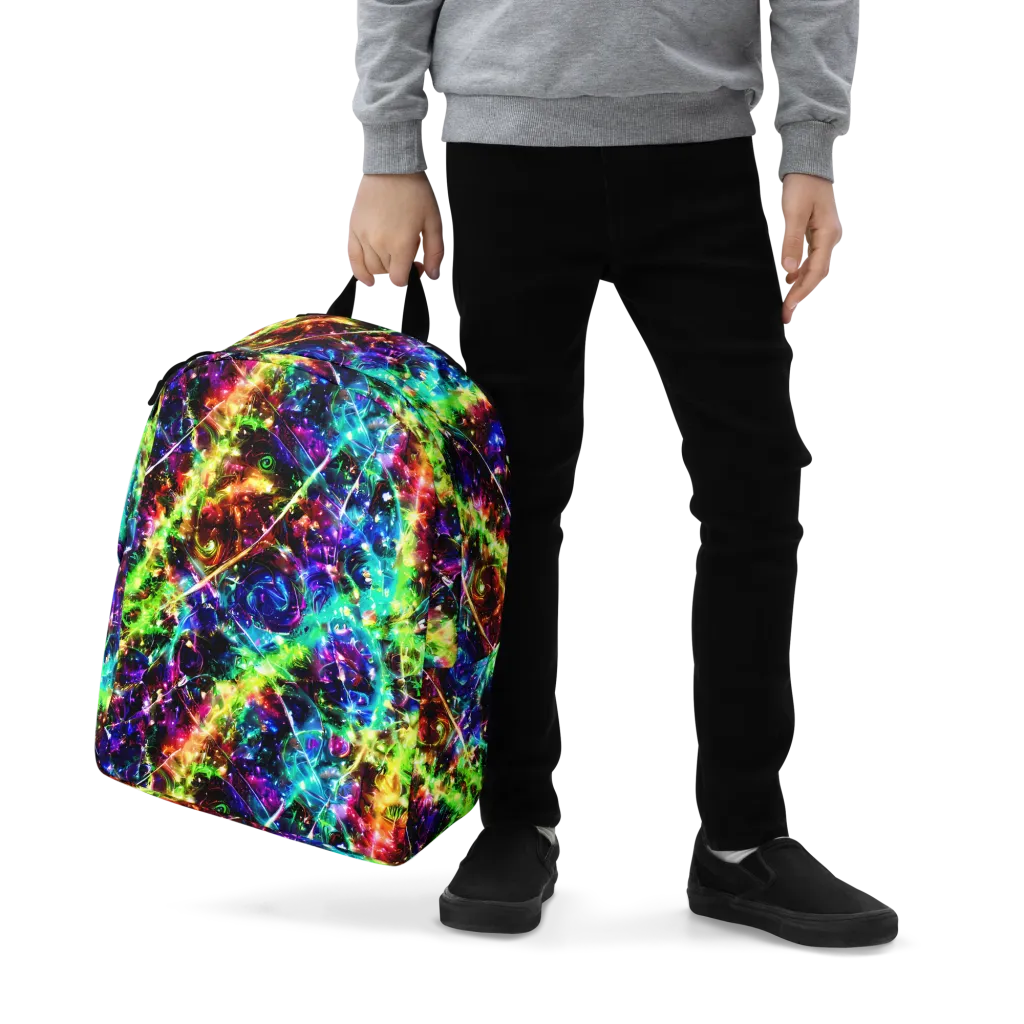 Electric Kaleidoscope on Minimalist Backpack — Zoomed-in