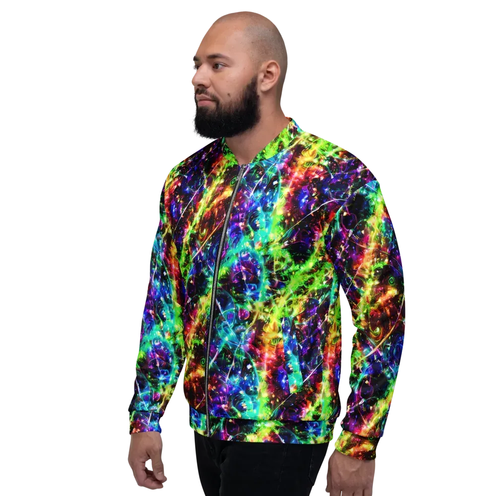 Electric Kaleidoscope on Bomber Jacket — Left