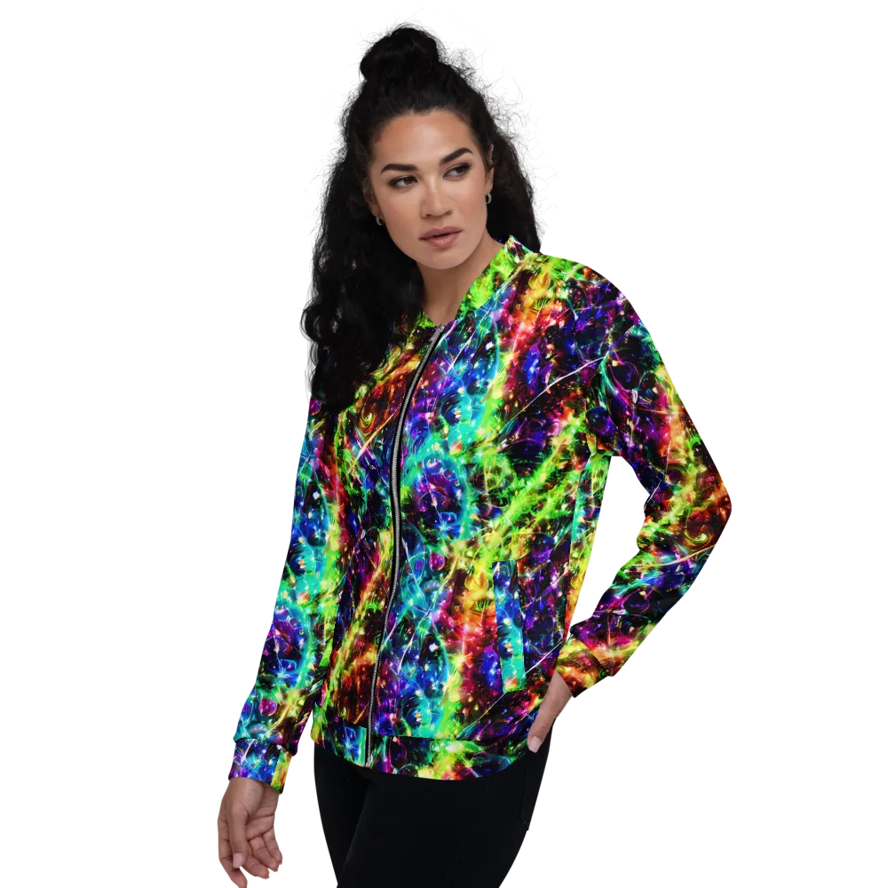 Electric Kaleidoscope on Bomber Jacket — Left