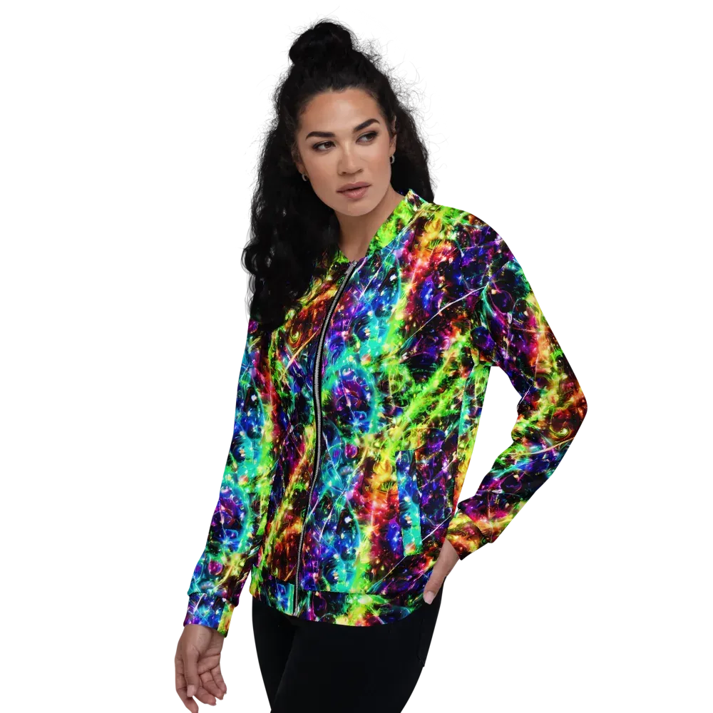 Electric Kaleidoscope on Bomber Jacket — Left