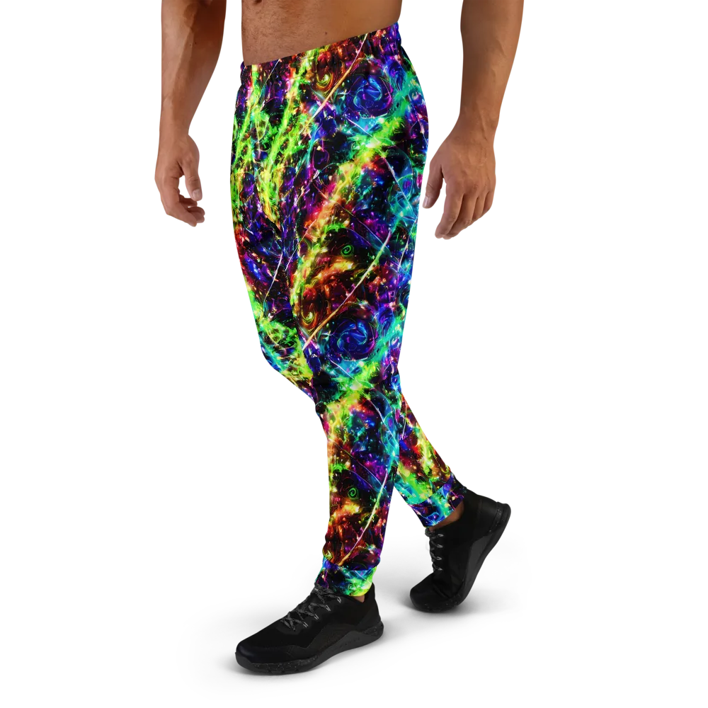 Electric Kaleidoscope on Men's Joggers — Left