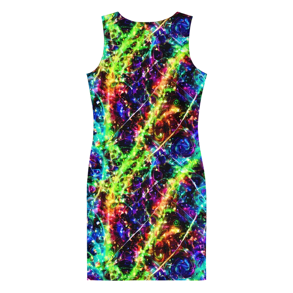 Electric Kaleidoscope on Bodycon Dress — Back