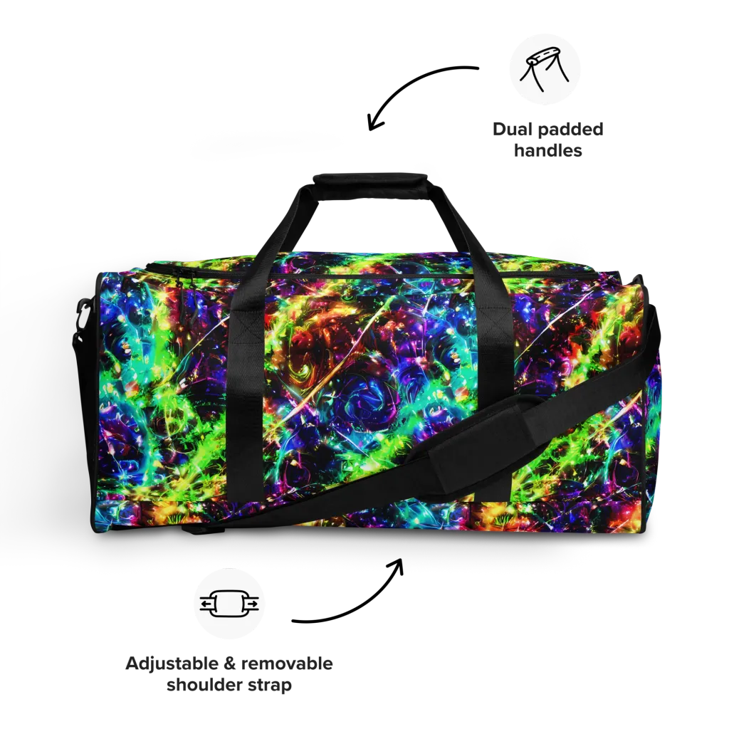 Electric Kaleidoscope on Duffle Bag — Front