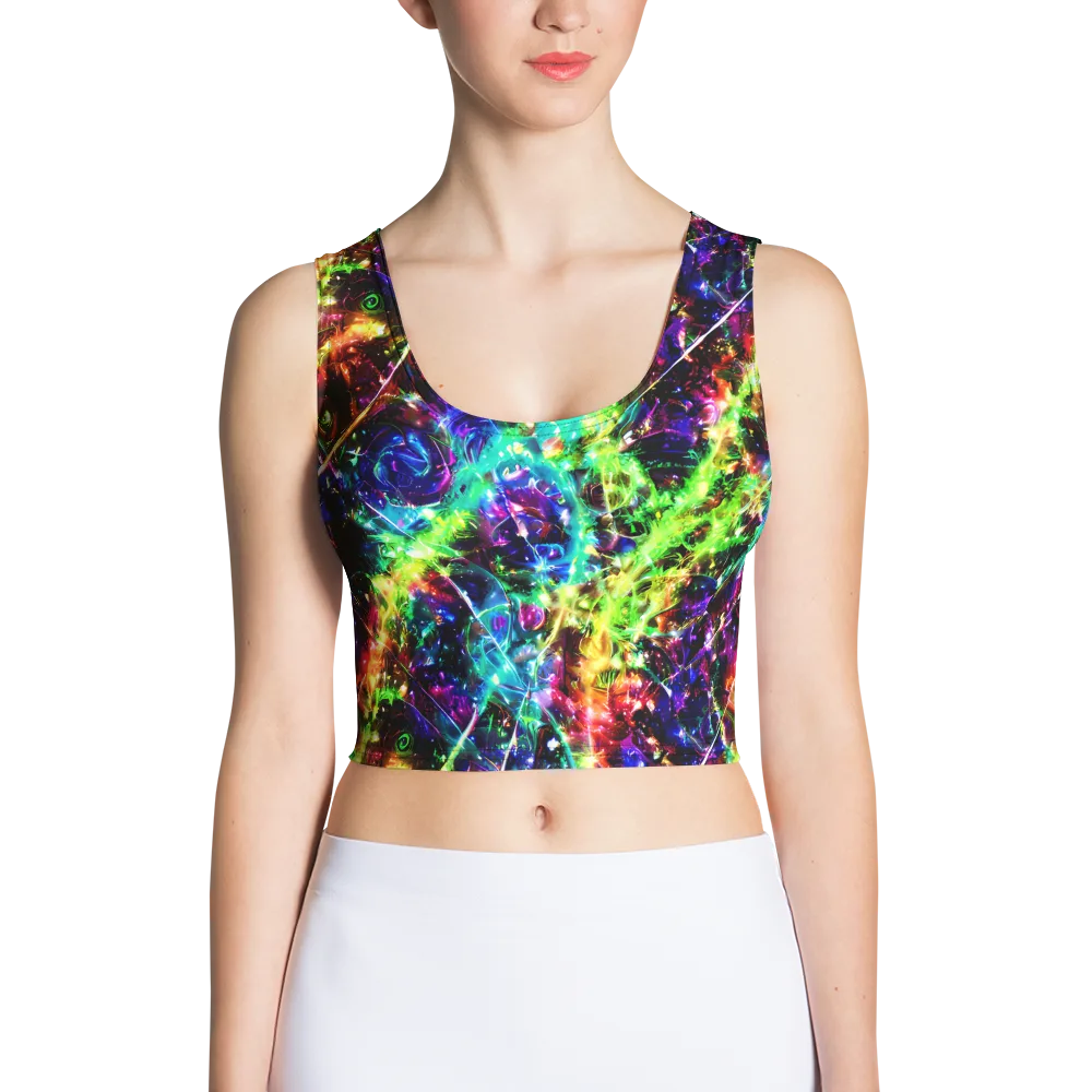 Electric Kaleidoscope on Crop Top — Front