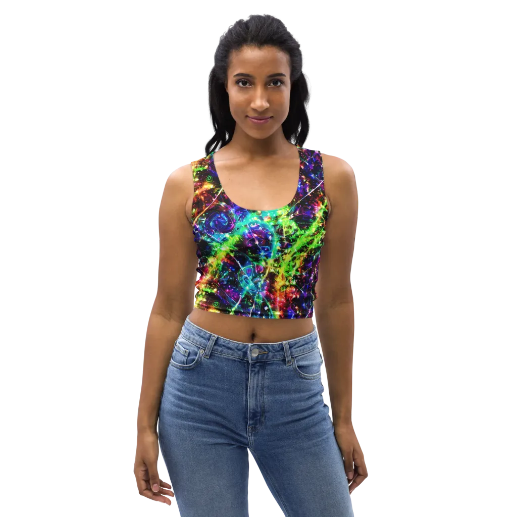 Electric Kaleidoscope on Crop Top — Front