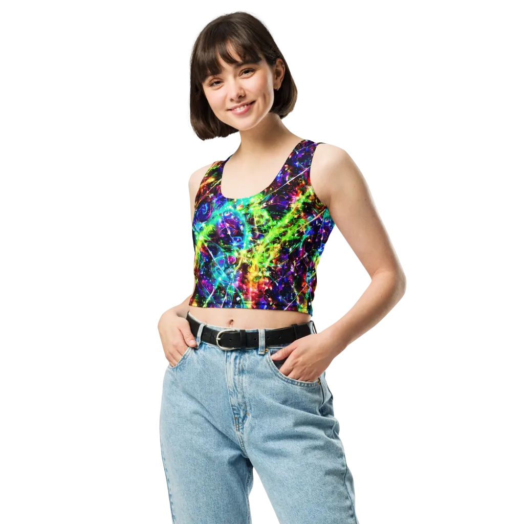 Electric Kaleidoscope on Crop Top — Front