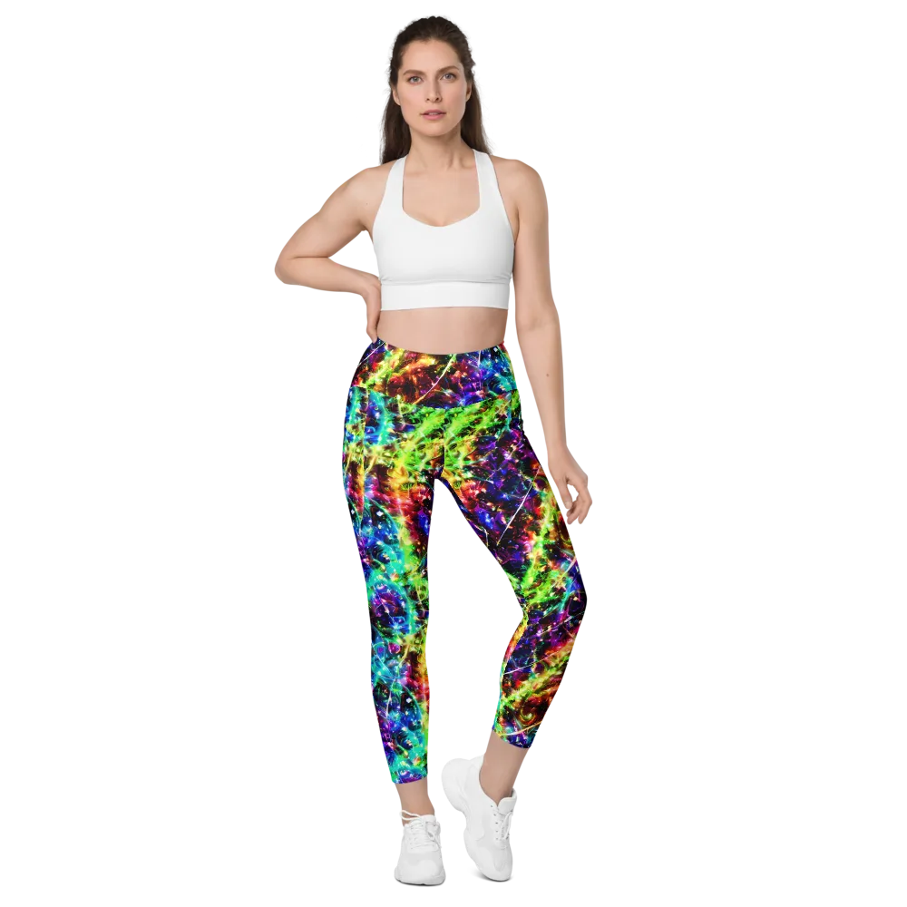 Electric Kaleidoscope on Leggings with Pockets — Front
