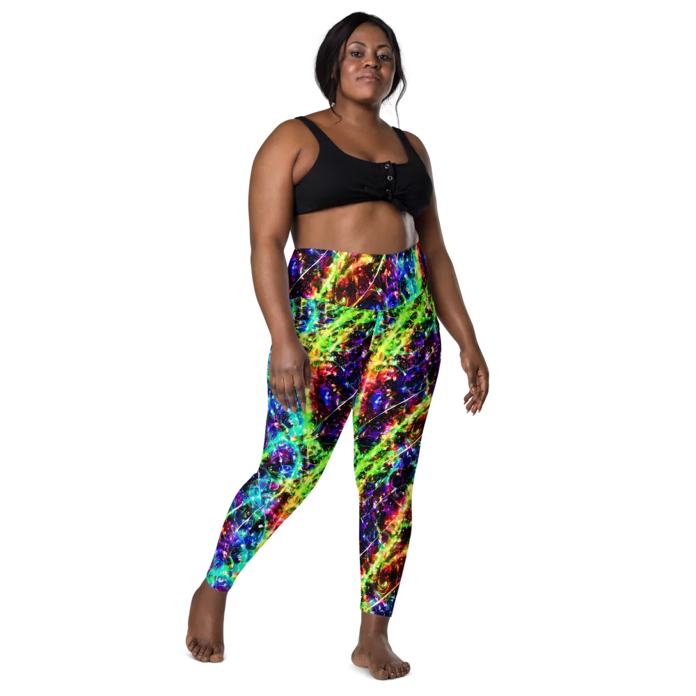 Electric Kaleidoscope on Leggings with Pockets — Front