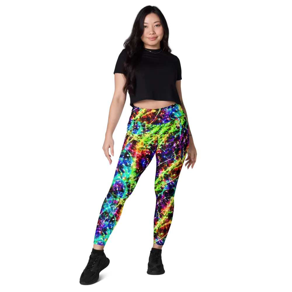 Electric Kaleidoscope on Leggings with Pockets — Front