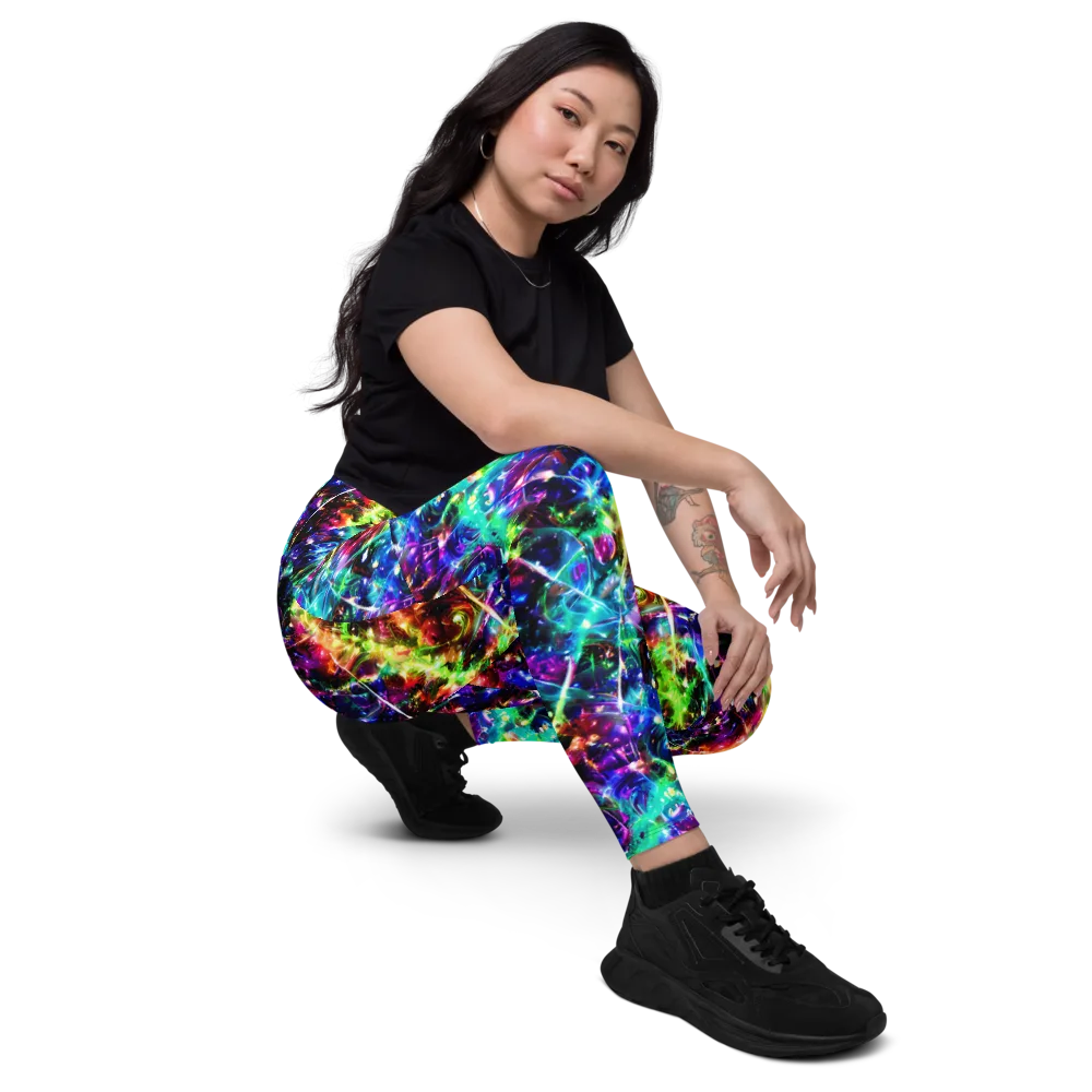 Electric Kaleidoscope on Leggings with Pockets — Right Front