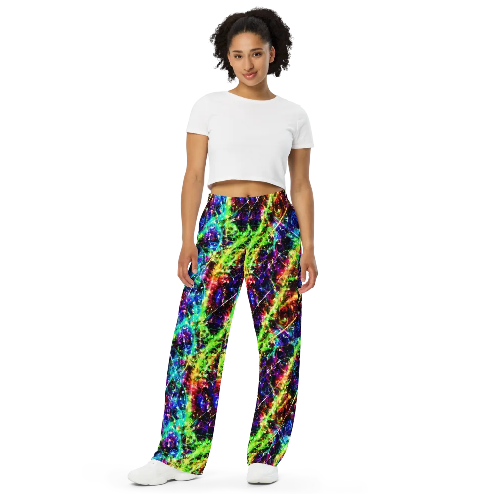 Electric Kaleidoscope on Wide-Leg Pants — Front