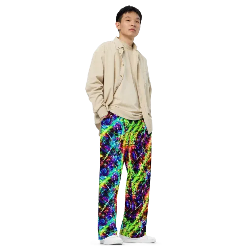 Electric Kaleidoscope on a Wide-Leg Pants