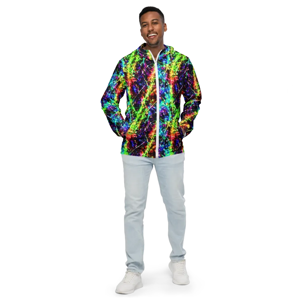 Electric Kaleidoscope on Men's Windbreaker — Front