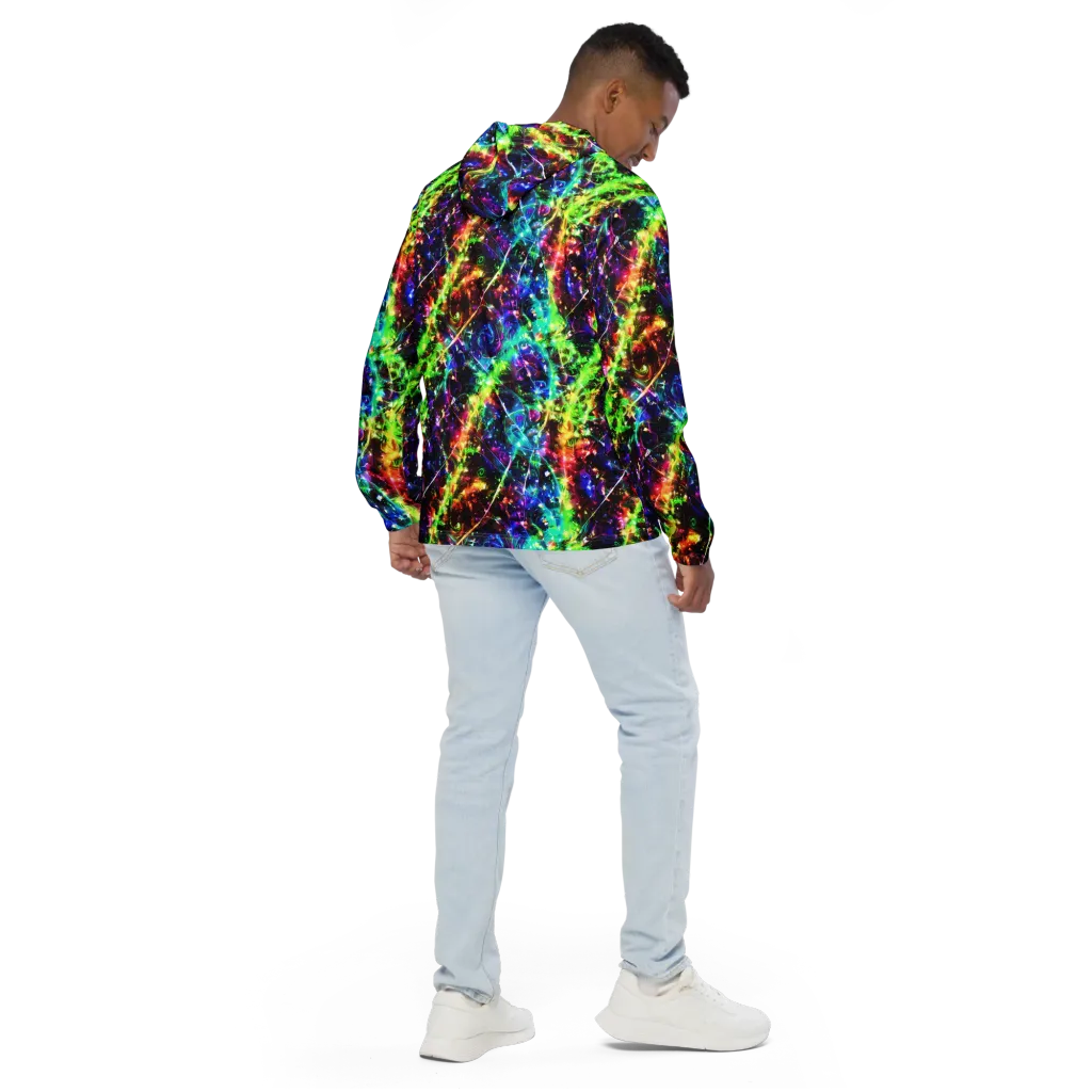 Electric Kaleidoscope on Men's Windbreaker — Back