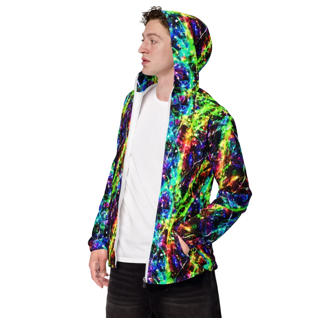 Electric Kaleidoscope on Men's Windbreaker — Left Front