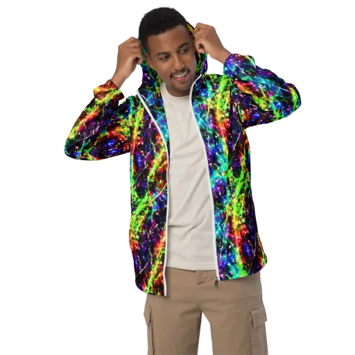 Electric Kaleidoscope on a Men's Windbreaker