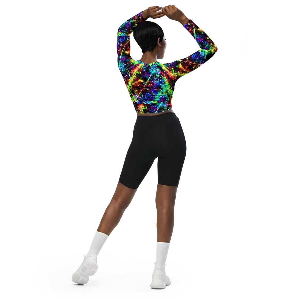 Electric Kaleidoscope on Long Sleeve Crop Top — Back