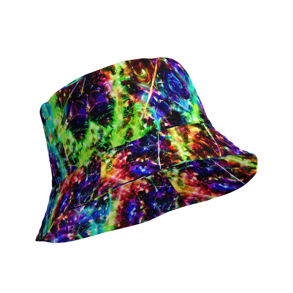 Electric Kaleidoscope on Reversible Bucket Hat — Product details Outside