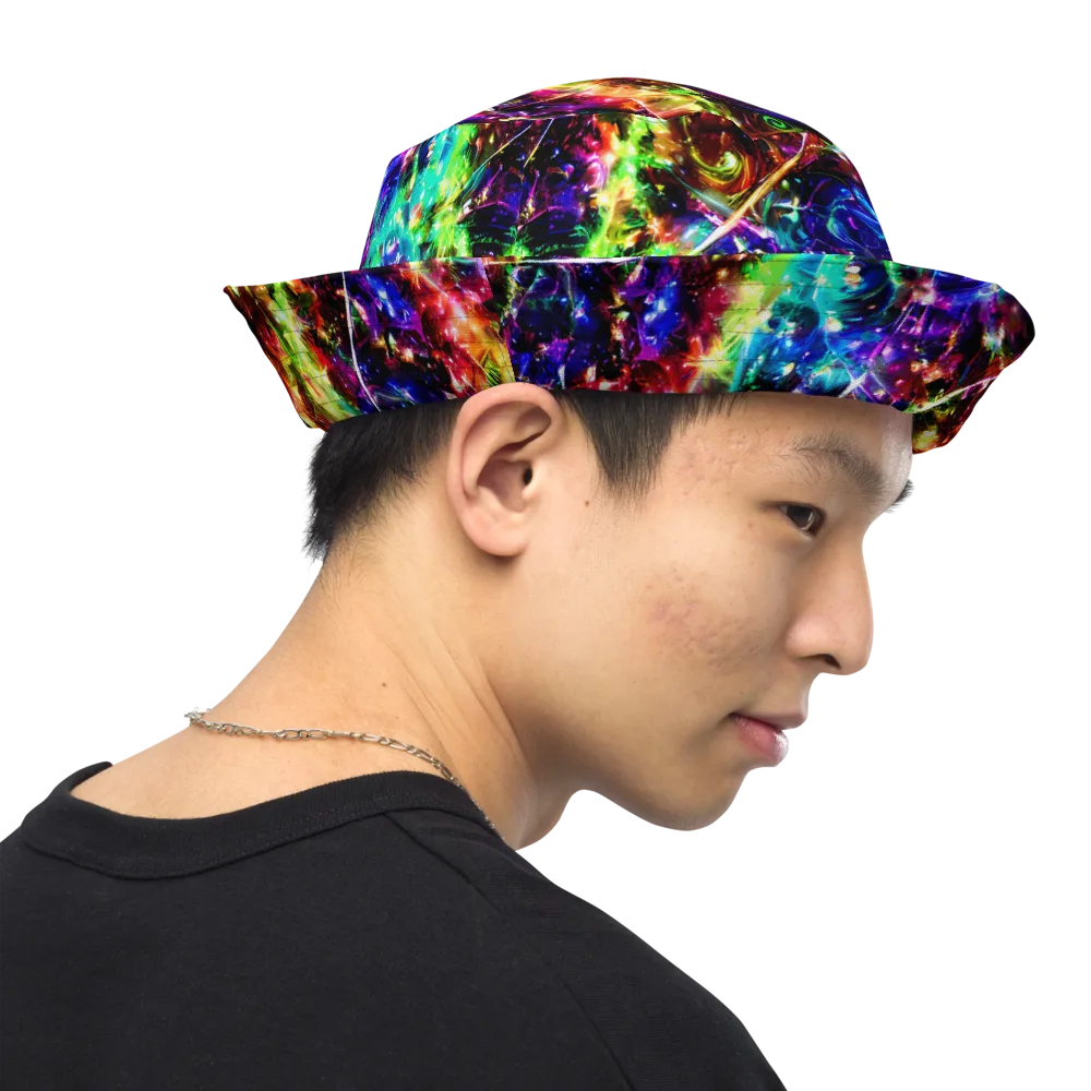 Electric Kaleidoscope on Reversible Bucket Hat — Right Outside
