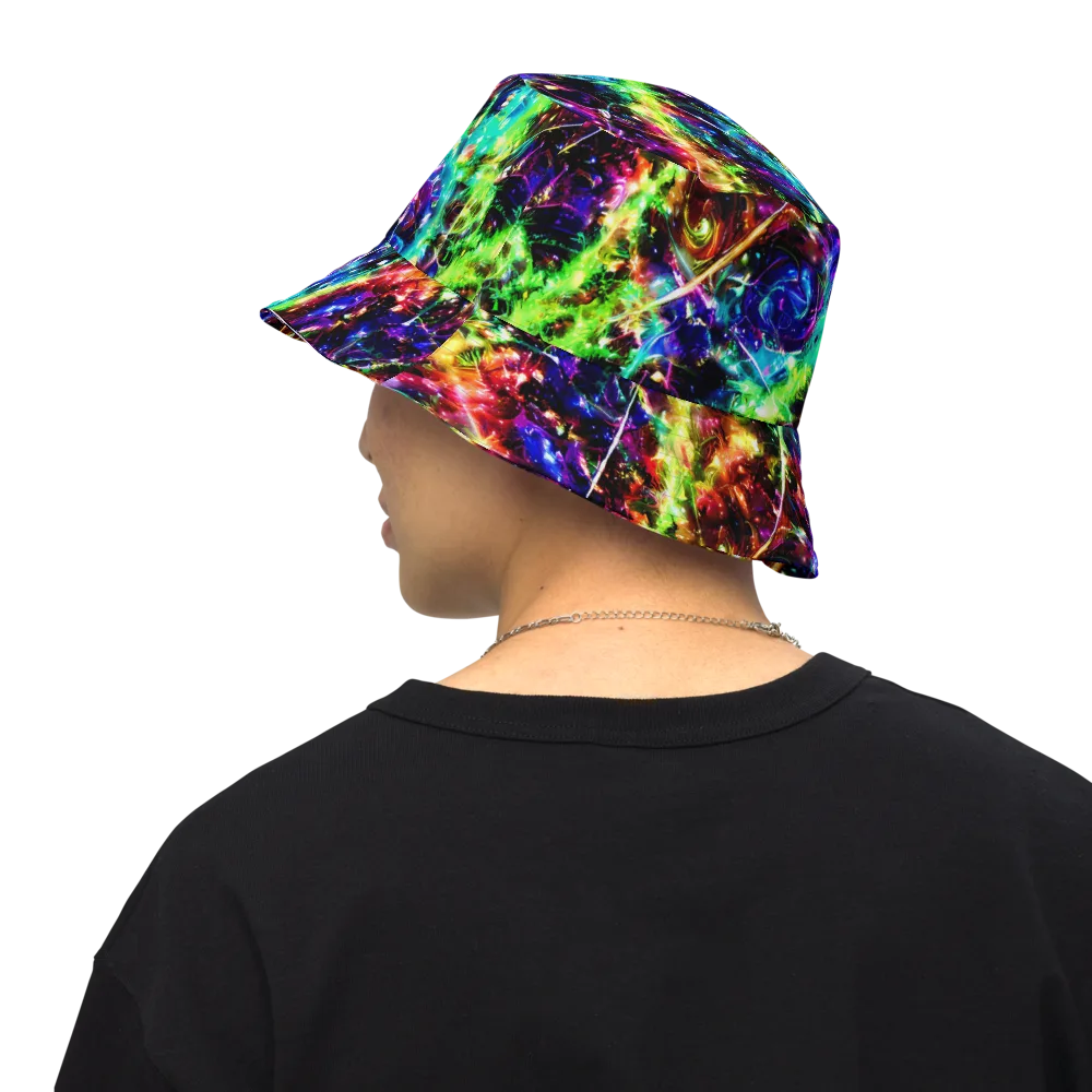 Electric Kaleidoscope on Reversible Bucket Hat — Back Inside