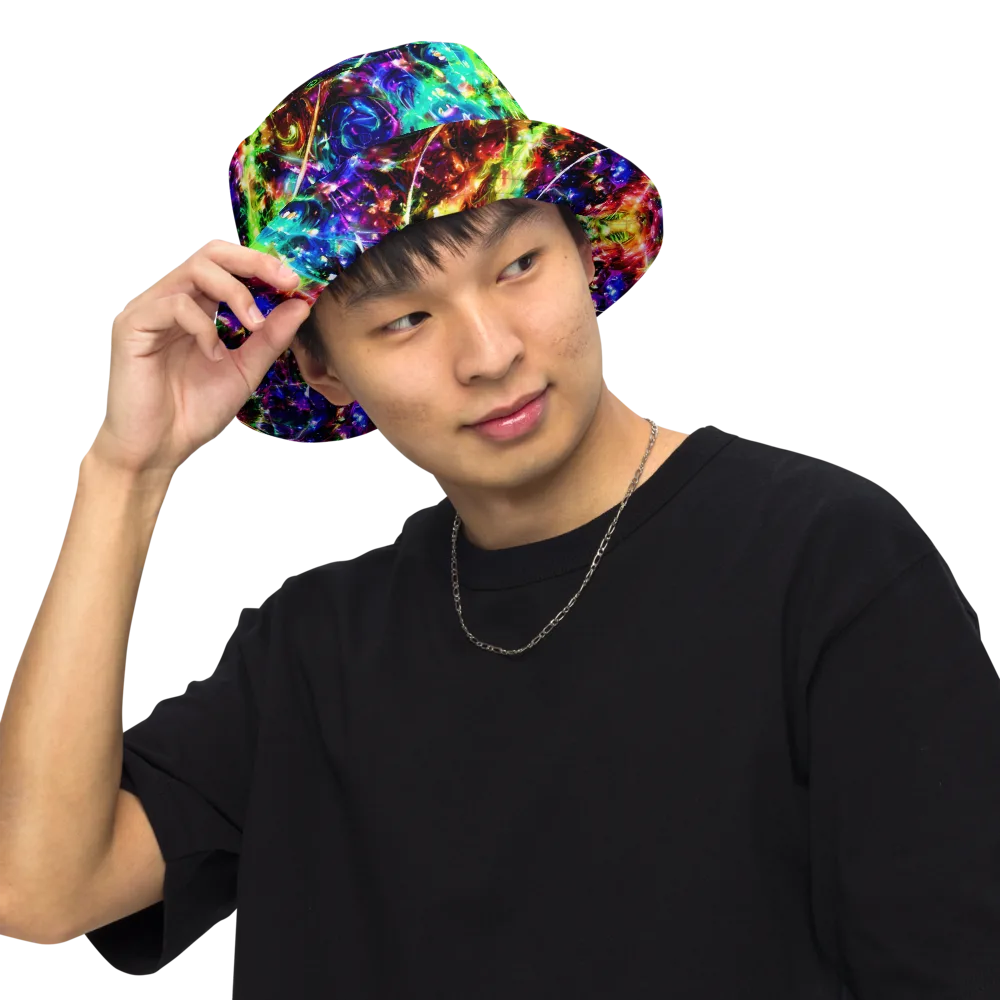 Electric Kaleidoscope on Reversible Bucket Hat — Front Inside
