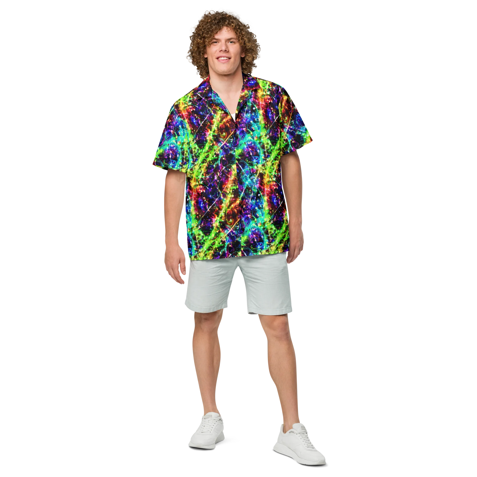 Electric Kaleidoscope on Button Shirt — Front