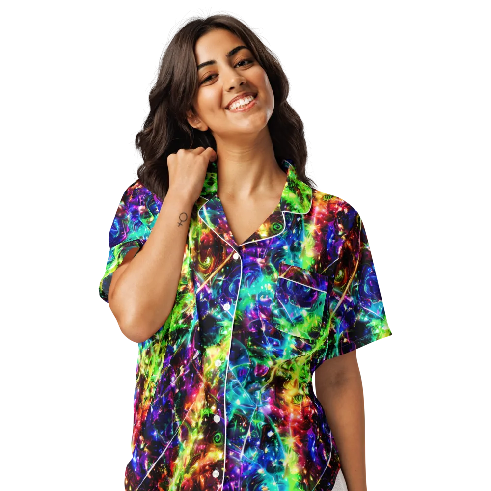 Electric Kaleidoscope on Women's Short Sleeve Pajama Top — Front