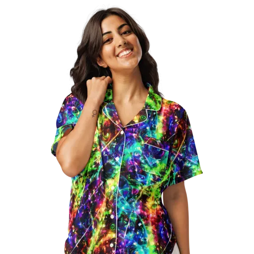 Electric Kaleidoscope on a Women's Short Sleeve Pajama Top