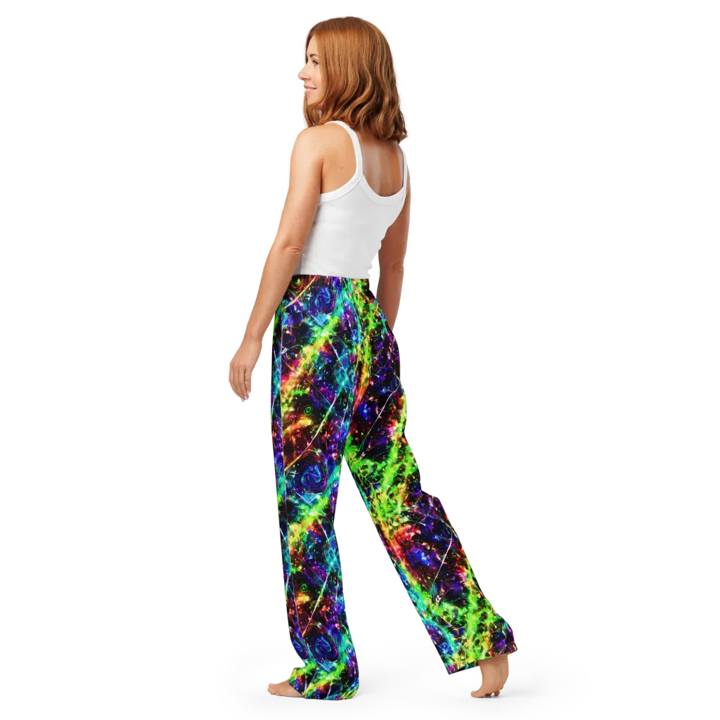 Electric Kaleidoscope on Women's Pajama Pants — Back