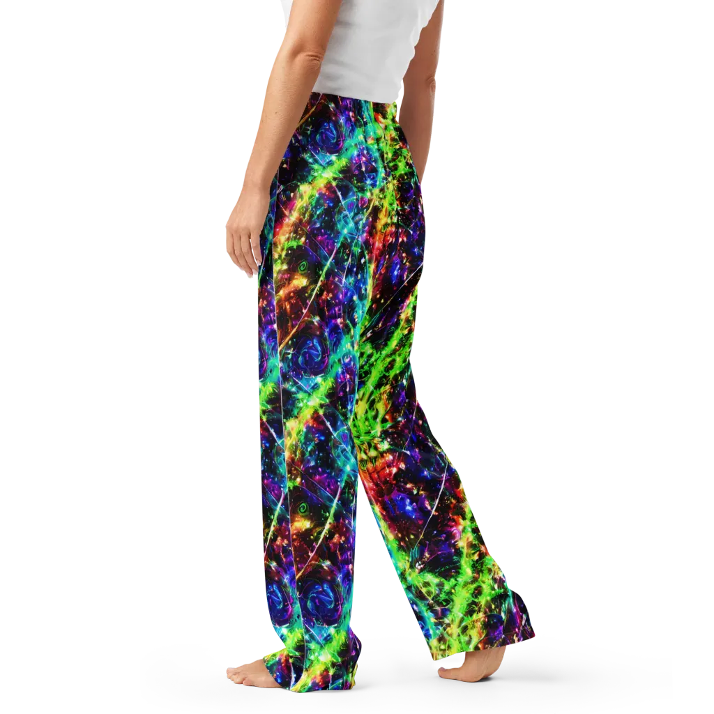 Electric Kaleidoscope on Women's Pajama Pants — Left
