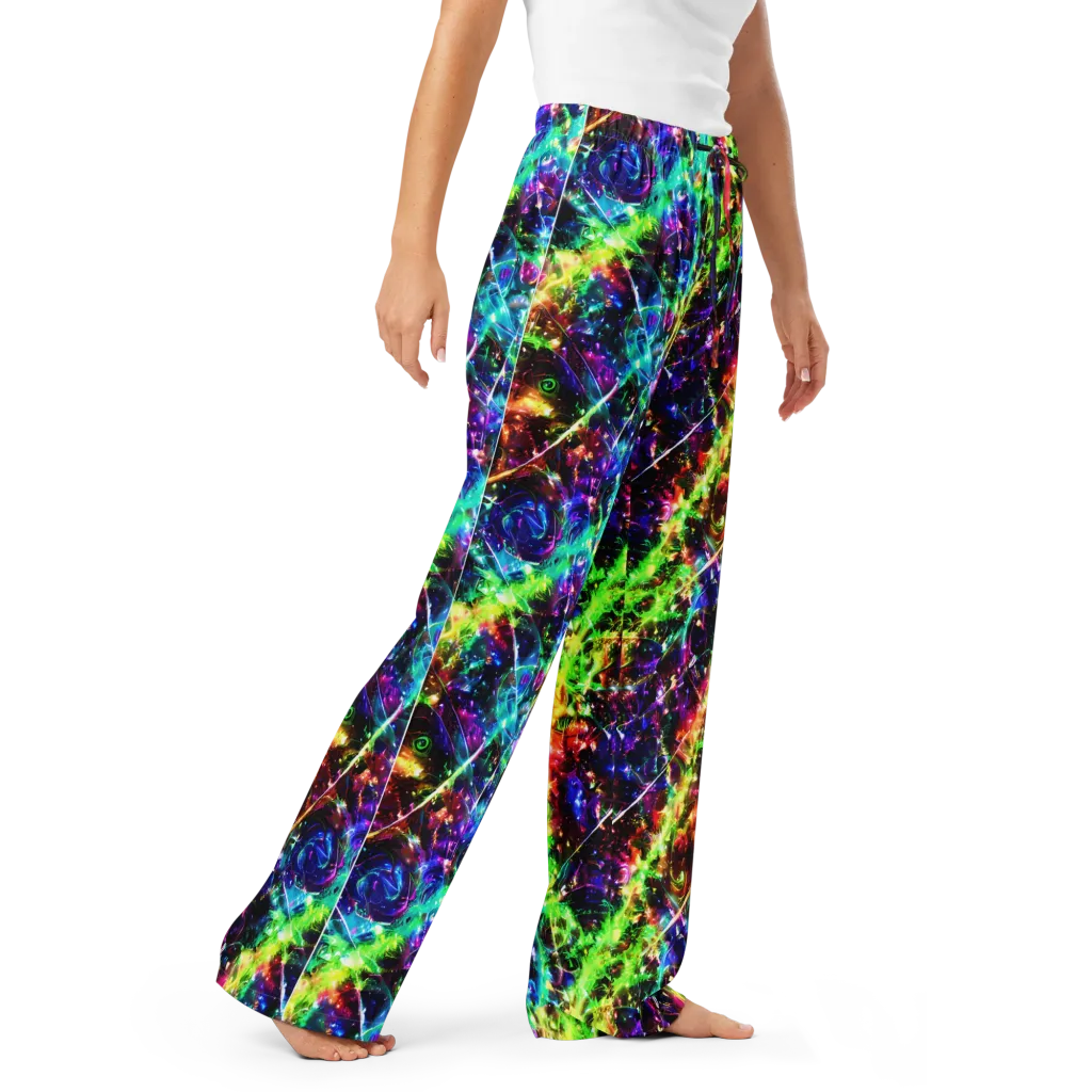 Electric Kaleidoscope on Women's Pajama Pants — Right Front