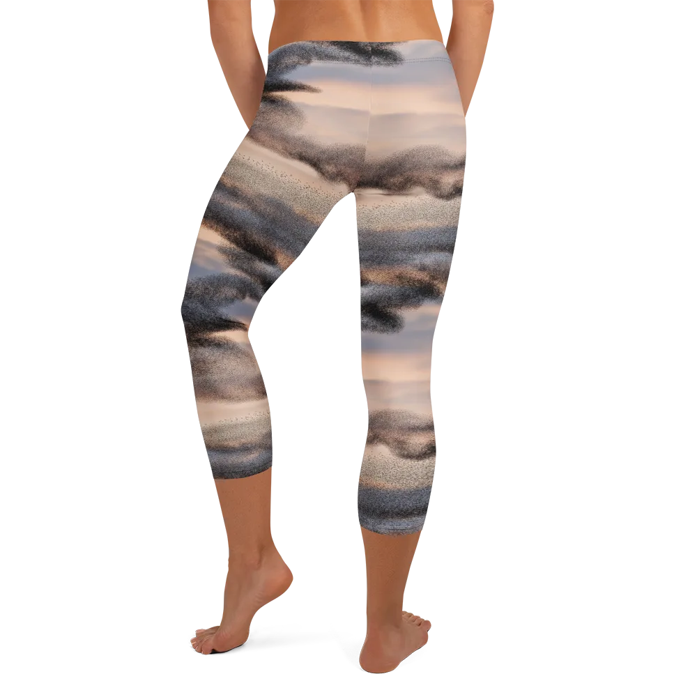 Cloudscape Nocturne on Capri Leggings — Back