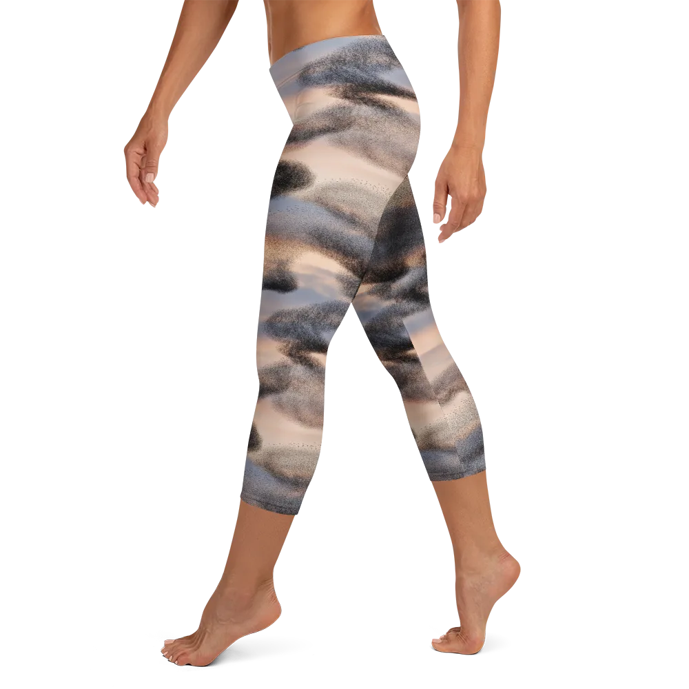 Cloudscape Nocturne on Capri Leggings — Left