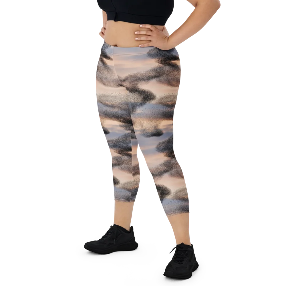 Cloudscape Nocturne on Capri Leggings — Front