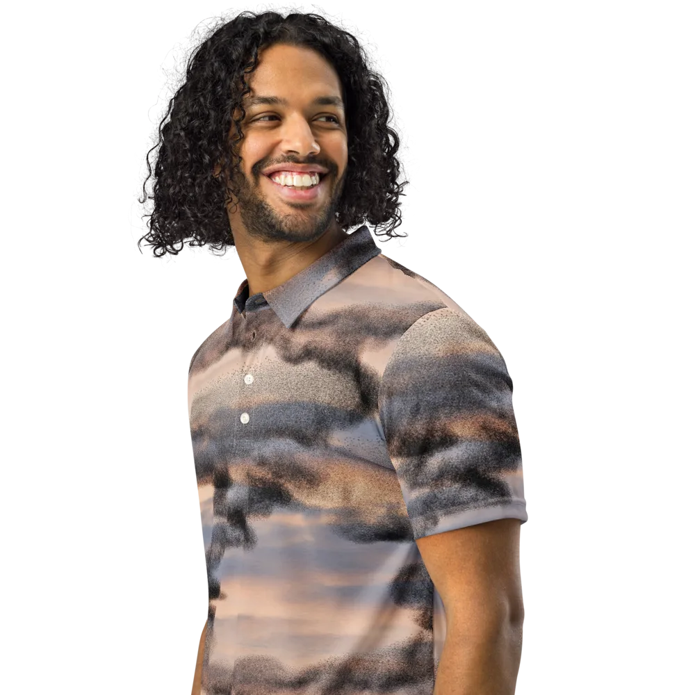 Cloudscape Nocturne on Men's Slim Fit Polo Shirt — Left Front