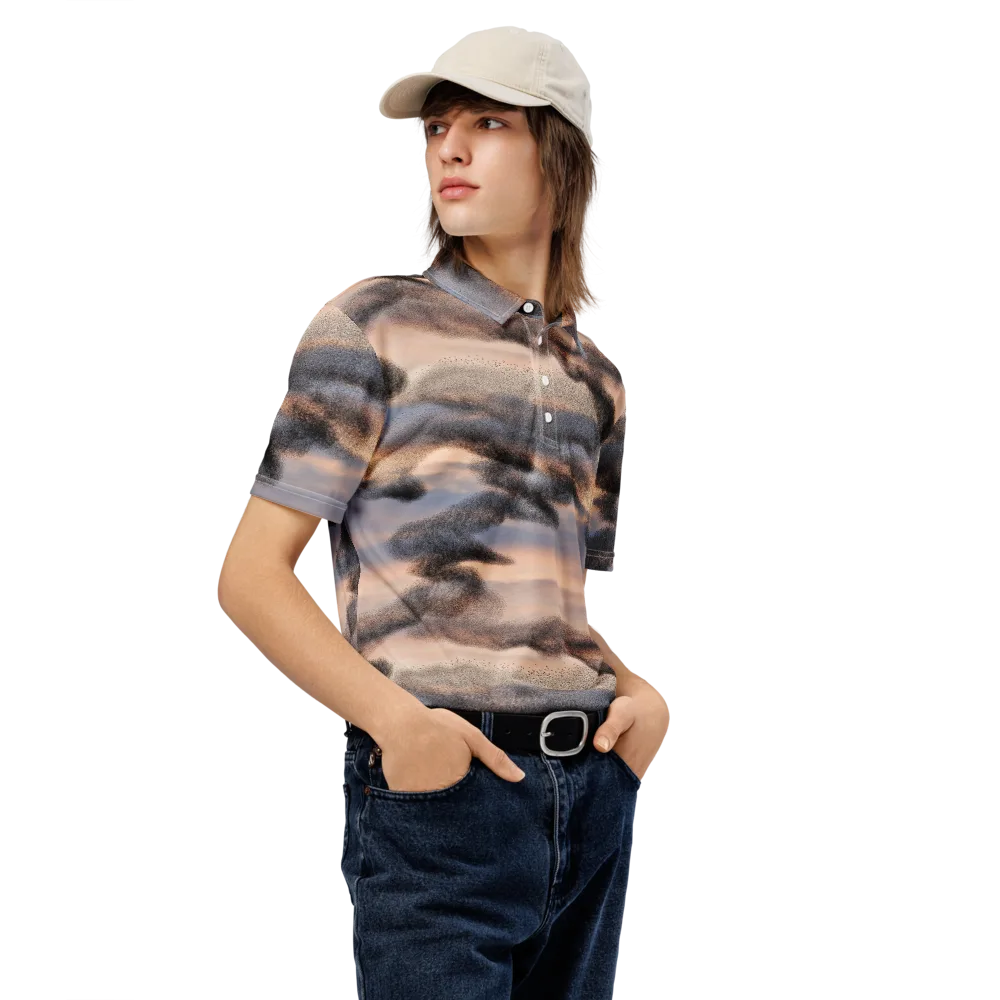 Cloudscape Nocturne on Men's Slim Fit Polo Shirt — Right Front