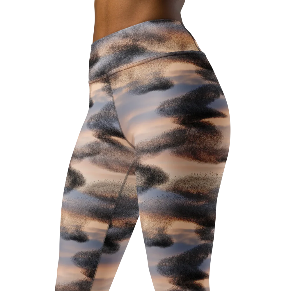 Cloudscape Nocturne on Yoga Leggings — Left Front
