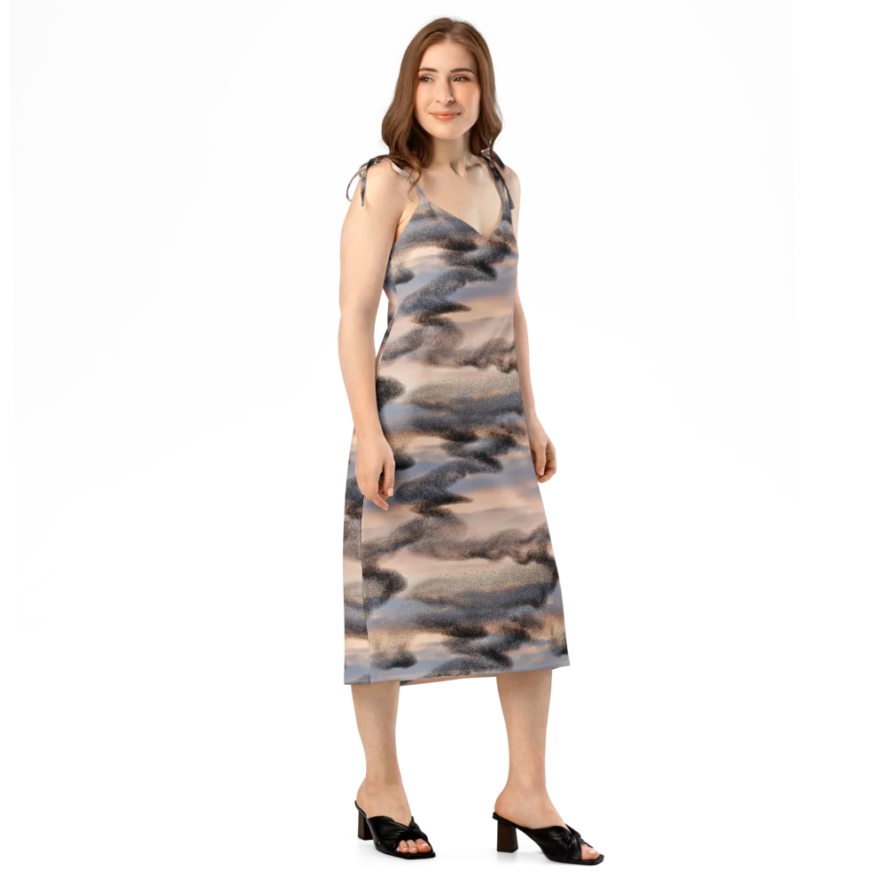 Cloudscape Nocturne on Slip Dress — Right Front