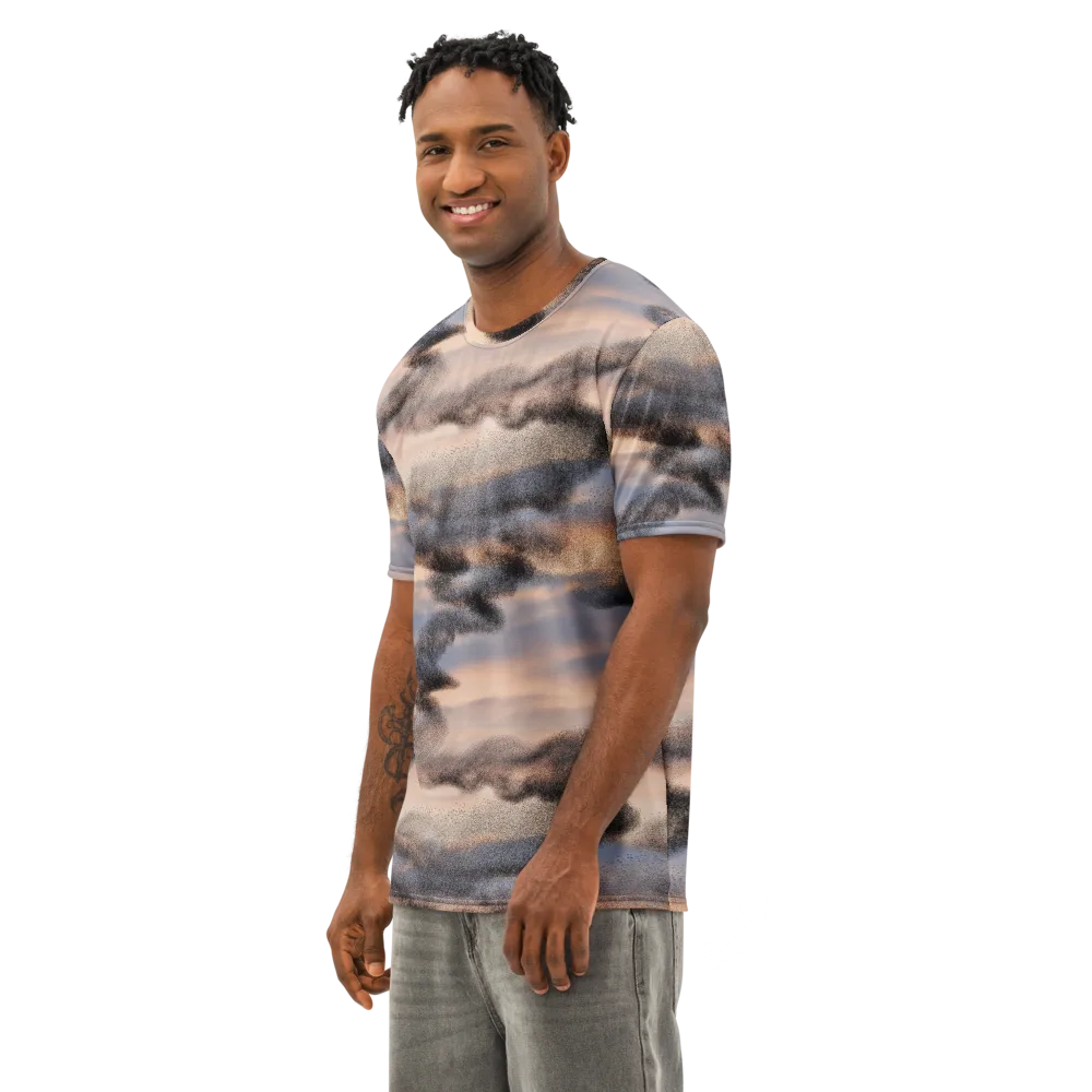Cloudscape Nocturne on Men's Cotton Crew Neck T-Shirt — Left Front