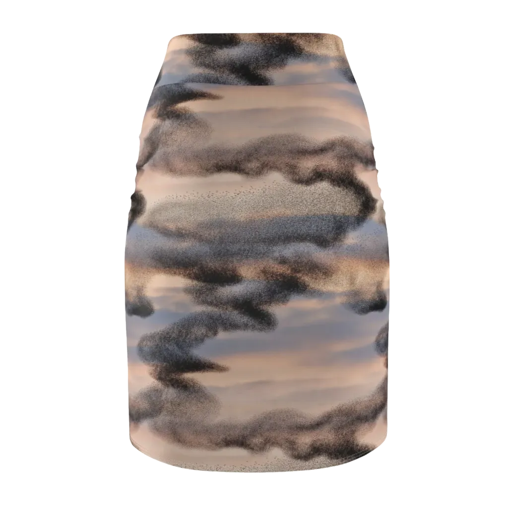 Cloudscape Nocturne on Pencil Skirt — Back
